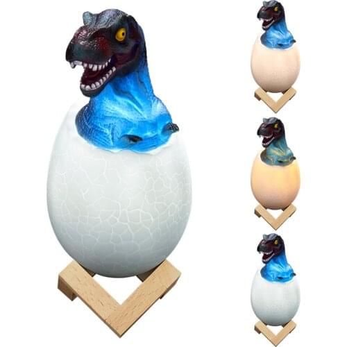 2020 New Dinosaur Night Light Egg 3D Print Desk Lamp Rechargeable Pat Lamp Lights 3 Colors Change Led Dinosaur Egg Light Gift