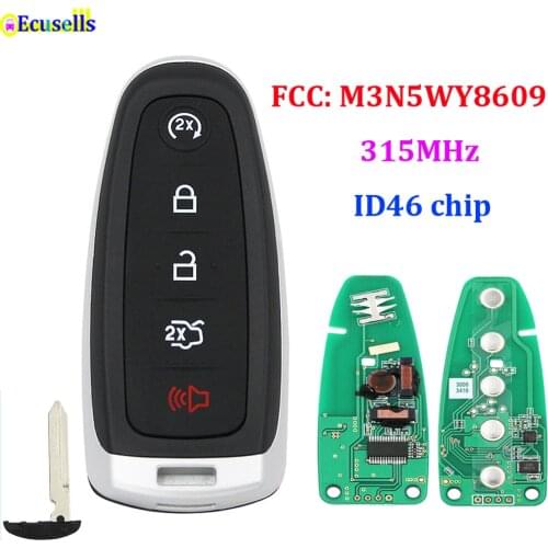 5 Buttons Smart Remote Start Smart Prox Key Fob Transmitter for Ford Explorer Edge Expedition 315MHz ID46 Chip FCC: M3N5WY8609