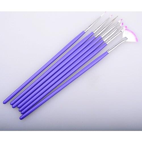 New 7pcs/set Purple Nail Art Design Brush DIY Painting Dotting Brushes Pen Set Manicure Tools