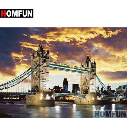 HOMFUN 5D DIY Diamond Painting Full Square/Round Drill "Tower Bridge" 3D Embroidery Cross Stitch gift Home Decor Gift A08226