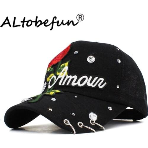 ALTOBEFUN Fashion Spring Summer Colorful Floral Women Rivet Baseball Cap Men Sun-shading Lady Girl Hip Hop Hat Feminino AD924