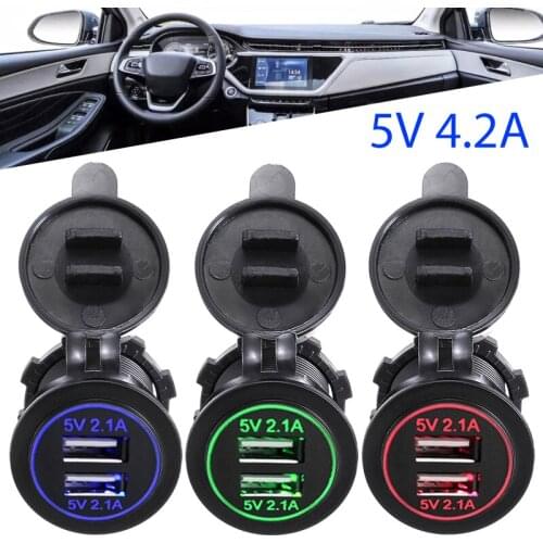 Car Truck VAN ATV Boat Waterproof For Phone Tablet DVR GPS Switch Dual USB Charger Socket Waterproof Power Outlet 5V 4.2A