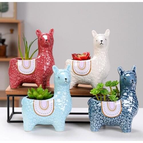 Flowerpot Cute Ornamental Ceramic Animal Micro Vase Flower Holder for Home