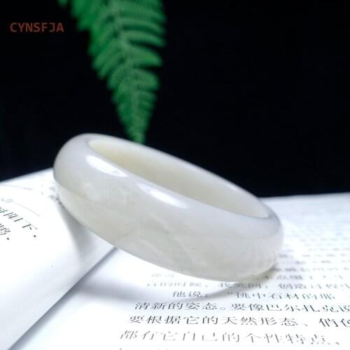CYNSFJA New Real Certified Natural Hetian Jade Nephrite Womens Lucky Amulets 59mm Jade Bracelets Bangle High Quality Best Gifts