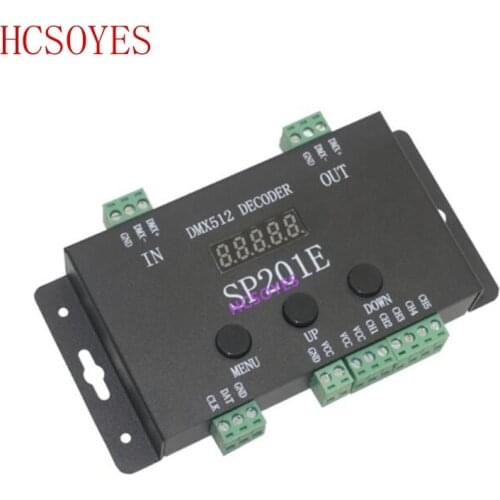 DC5V-24V DMX512 Decoder controller SP201E SPI Signal Addressable IC RGB led Pixel 5 Channel PWM Output ws2811 2812 1903 strips
