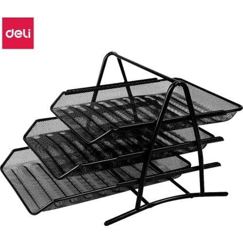 Deli business three-layer metal file tray can be moved back and forth high quality file holder office supplies black 9181