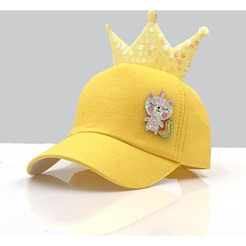 Spring/Summer Childrens Cap Girl Crown Sequin Baseball Cap Snapback Bone Beautiful Kids Visor Hat