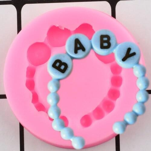 Baby Shower Pearl Necklace Silicone Mold Cupcake Topper Fondant Cake Decorating Tools Candy Resin Clay Chocolate Gumpaste Moulds