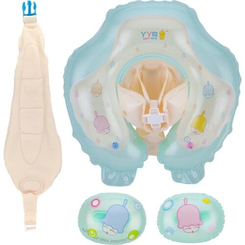 3 Sizes Baby Swim Ring Cartoon Pattern Print Life Ring Inflatable Pool Floats with Suspenders for Swimming Bathing