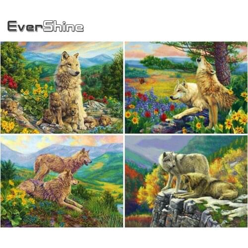 Evershine 5D Diamond Embroidery Wolf Cross Stitch Animals Diamond Mosaic Full Layout New Arrival Diamond Painting Kit Home Gift