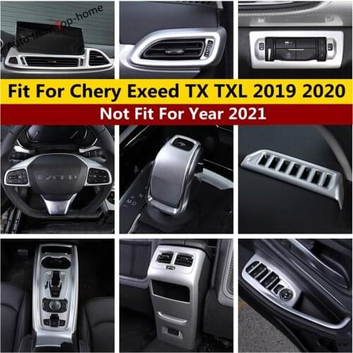 Interior For Chery Exeed TX TXL 2019 2020 AC Air Conditioner Panel Head Light Lamp Gear Shif Cover Trim Carbon Fiber Accessories