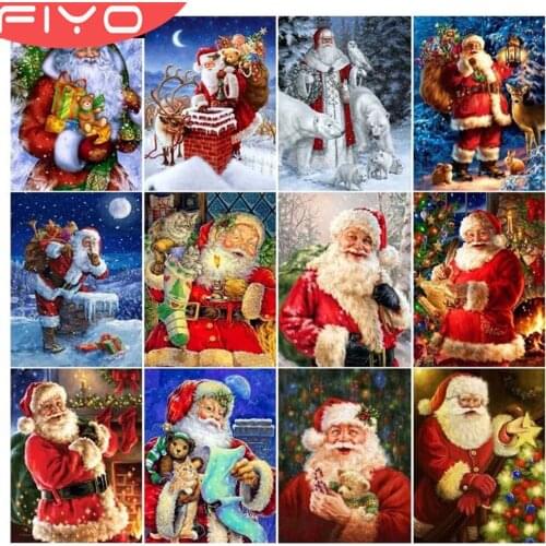 FIYO 5D DIY Diamond Painting Santa Christmas Winter Full Square/Round Rhinestone Embroidery Cross Stitch Home Hanging Pictures
