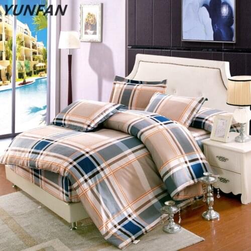 Gray striped and plaid bedding sets simple modern style bed sheet queen king full twin size cotton duvet cover sets fitted sheet
