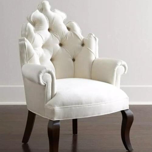 GY American Fabric Creative French Pastoral Linen Pull Buckle Princess Chair Childrens Chair Personality Single-Seat Sofa Chair