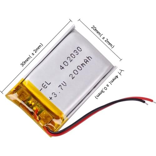 3.7V 402030 200mAh Polymer Lithium battery li-po for mp3 player recorder registrar dvr t BT keyboards battery