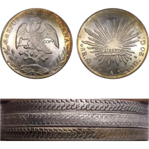 Mexico 1890 Coin 8 Reales Metal Silver Cupronickel Plated Collectible Souvenir Copy Replica Coins