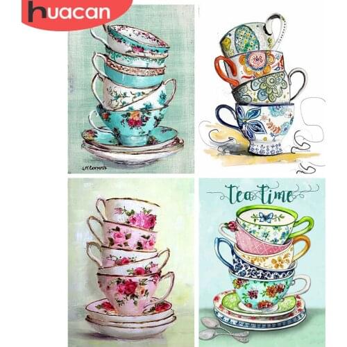 HUACAN Full Square/Round Diamond Painting Coffee Cup DIY 5d Diamond Embroidery Landscape Handicraft Home Decor Kits