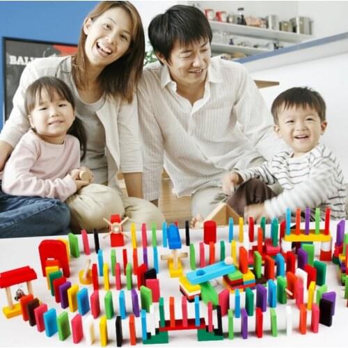 100 Piece Dominoes Set For Kids With Colorful Dominos Tiles For Building Stacking Wood With Storage Bag And Box