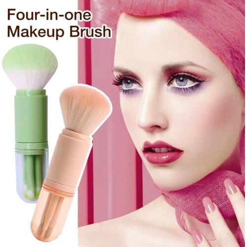 Four-in-one Makeup Brush Set Retractable Portable Makeup Brushes Makeup Brush Adopts a Lightweight and Compact Design
