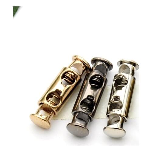 Wholesale 30pcs/lot 3 colors metal alloy stoppers toggle cord locks Drawstring lock two holes for 4mm cord STP-017