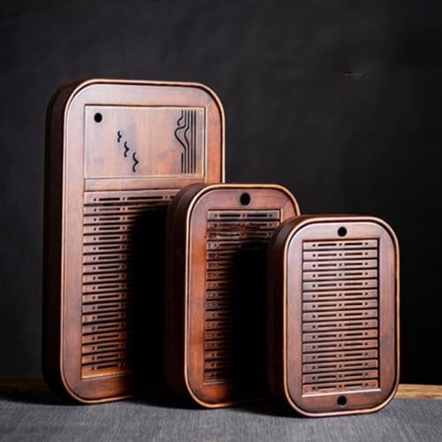 Rectangle Tea Set-Natural Bamboo Wood Tea Tray-Drainage Water Storage Tea Board Table Chinese Tea Cup Home Accessories