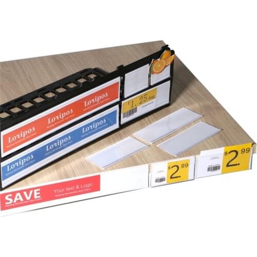 Width 42mm red blue yellow green flat adhesive label holder strip price ticket sign clip plastic data strip without tape