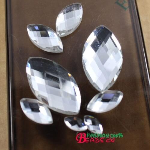 Chose size faceted clear navette crystal Flatback Rhinestones glass stones for DIY Jewelry Decoration
