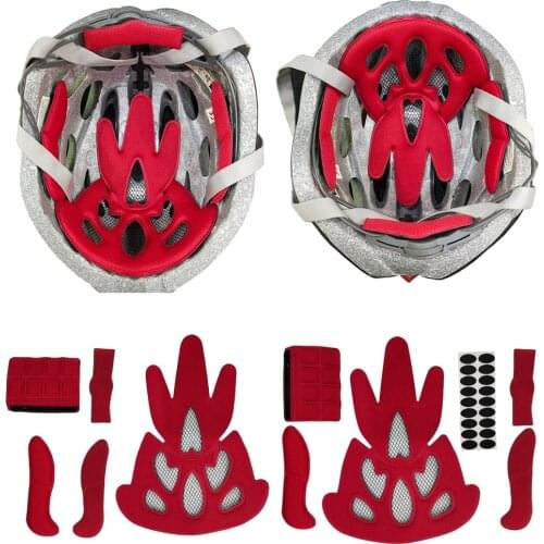 Bicycle Helmet Padding Foam Kit Bike Helmet Pads Replacement Cushion Liner with Fly Block Net Chin Pad Magic Sticker Pads