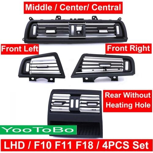 4PCS LHD Car Front Left Right Central Rear N Hole Air Conditioner Vent Grille Outlet Panel Chrome Plate For BMW 5 Series F10 F18
