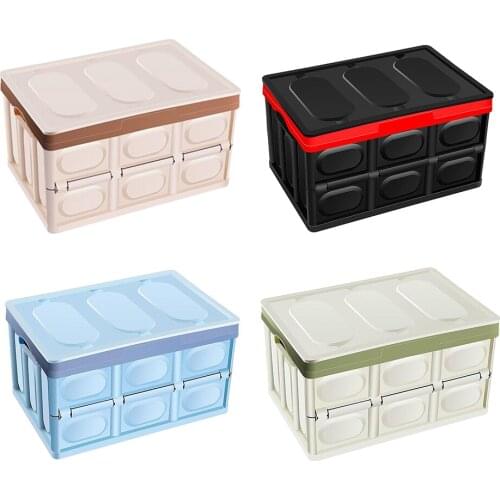 Car Trunk Storage Box Collapsible Storage Bins with Lid Black_30L