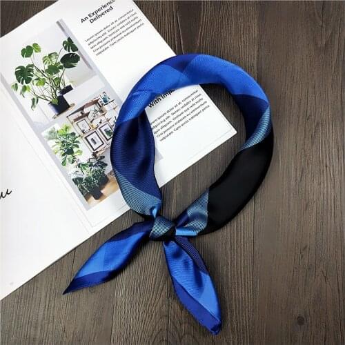 Fashion Women Scarf Striped Dots Print Silk Shawl Foulard Square Scarves Head Female Elegant Women Hijab Kerchief 60*60cm