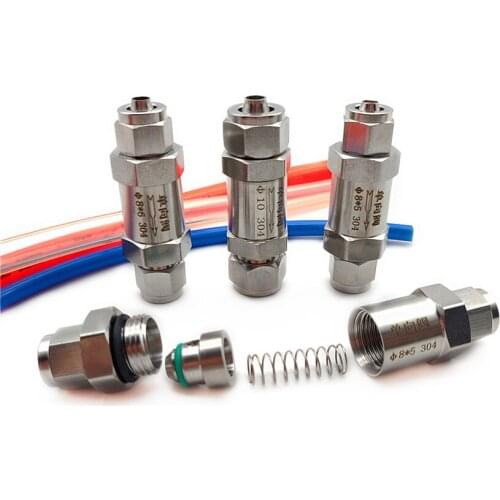 1 Piece Stainless Steel SS304 High Pressure Quick Connection One-Way Pu Tube Check valve 4 6 8 10 12mm PU tube hose