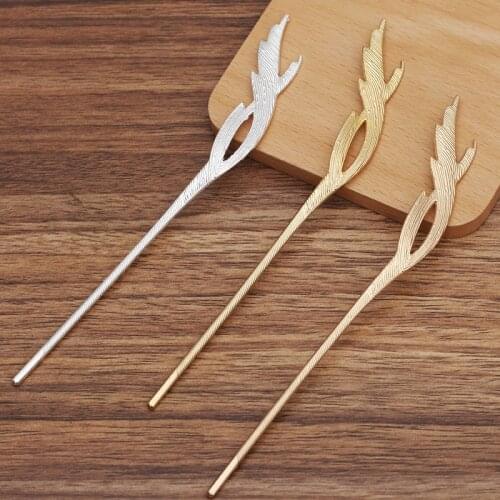 10 PCS 160x16mm KC Gold/Gold/Silver Plated Hair Sticks DIY Metal Alloy Hair Accessories For Jewelry making