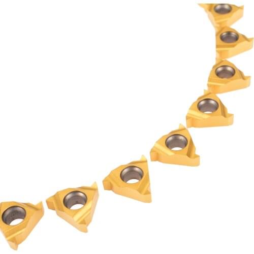 10pcs/Set 11IR A60 Golden Carbide Inserts for External Threading CNC Lathe Turning Tool Boring Bar