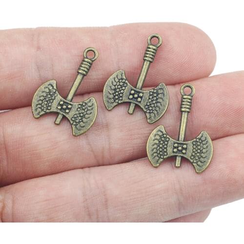 High Quality 10 Pieces/Lot 22mm*16mm Metal Diy Jewelry Making Charm Antique Bronze Hatchet Axe Charms