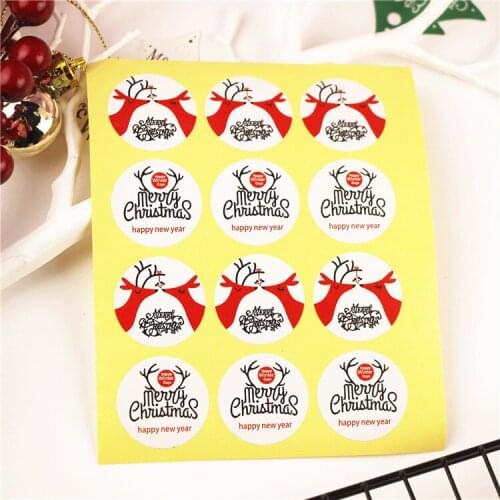 120pcs Merry Christmas English Words DIY Scrapbooking Christmas Gift Sticker Cookie/Cake Labels Stickers Sweets Party Seal