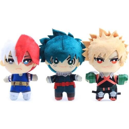 15CM Anime My Hero Academia Izuku Midoriya Katsuki Bakugou Shouto Todoroki Plush pendant toy Soft Stuffed dolls for birthdayGift
