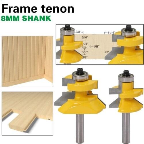 2Pcs/Set 8MM Shank Matched Tongue & V Groove Floor Wood Router Bit With Ball Bearings Tungsten Carbide Cutters For Wood