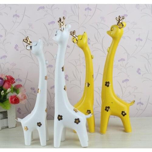 2Pc/set Modern ceramic couples Sika deer home decoration Crafts Furnishing articles Ceramic arts animal figurines wedding gift