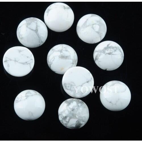 20Pcs 12mm Natural Gem Stones White Turquoises Round Flat Back Cabochon CAB No Hole Jewelry findings Accessories QU3264
