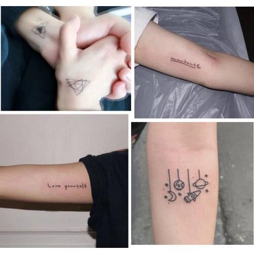 32 pcs/set Temporary Tattoo Sticker Cola Star Rabbit Heart Black Fake Tattoo for Body Hand Wrist Tatuajes Temporales Men Women