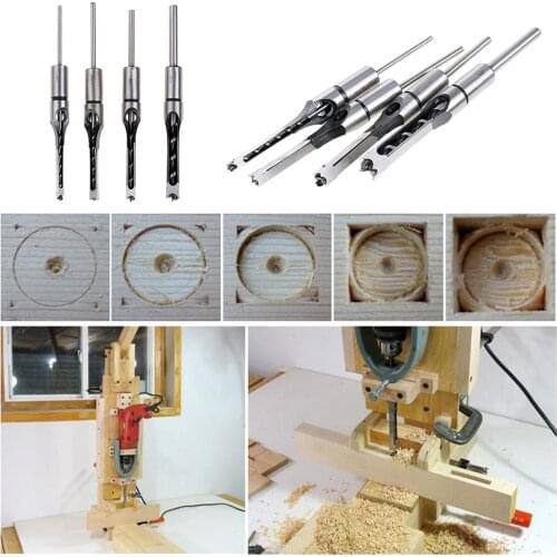 4pcs Woodworker Hole Drill Bit Mortising Chisel Carve Woodworking Tools Home Tool High Speed Steel Metal Hole Punching Tools