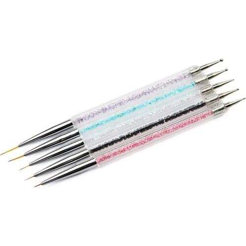 5Pcs Nail Brush Rhinestone Acrylic French Nail Art Liner Brush and Nail Art Dotting Pen