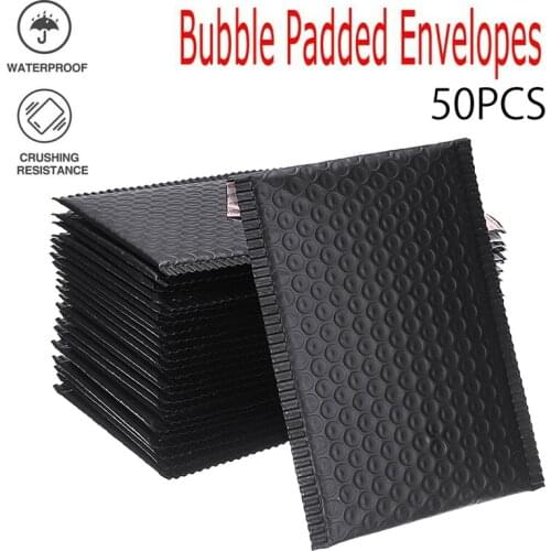 50Pcs Black Poly Bubble Mailers Self Seal Mailers Padded Envelopes Bags Lined Poly Mailer Bag For Packaging Mailing Office Tool