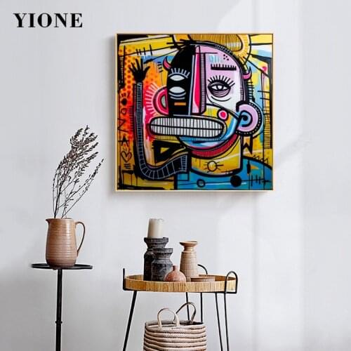 Abstract Man Canvas Oil Painting Custom Colorful Graffiti Street Art Figure Picture Wall Poster Prints Living Room Decoration