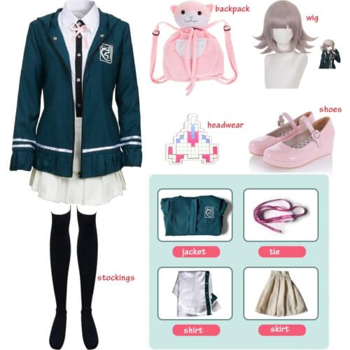Anime Danganronpa Chiaki Nanami Cosplay Uniform Jacket Shirt Wig Bag Full Set For Women Cosplay Costume