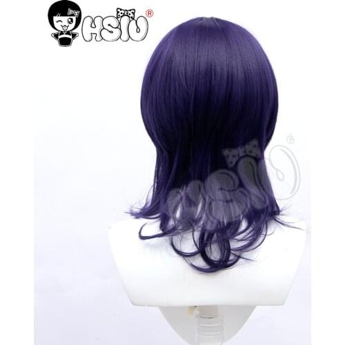 Asaka Karin cosplay wig LoveLive PERFECT DREAM PROJECT PDP Cosplay 「HSIU 」 dark purple short hair Fiber synthetic wig