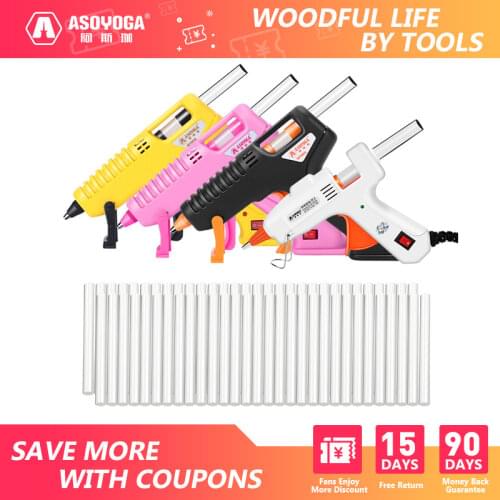ASOYOGA 40W 50W Mini Hot Melt Glue Gun with 7mm 11mm Glue Sticks Copper Nozzle Thermal Glue Gun for DIY Hand Craft Repair Tools