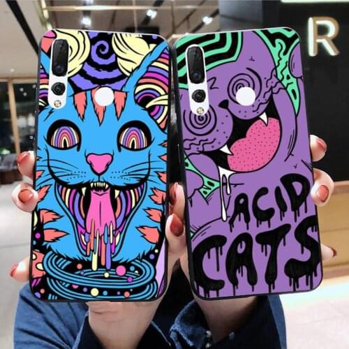 Psychedelic Trippy Cat Art Phone Case Huawei Y6P Y8S Y8P Y5II Y5 Y6 2019 P Smart Prime Pro
