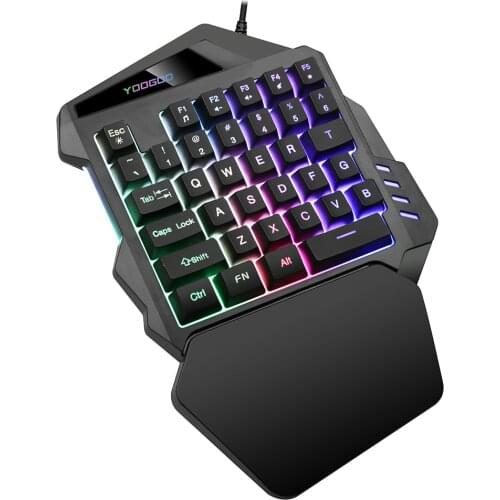One Handed Gaming Keyboard Single Handed Mini Membrane Keyboard Professional Ultra-slim Wired Keyboard for PC Gamer